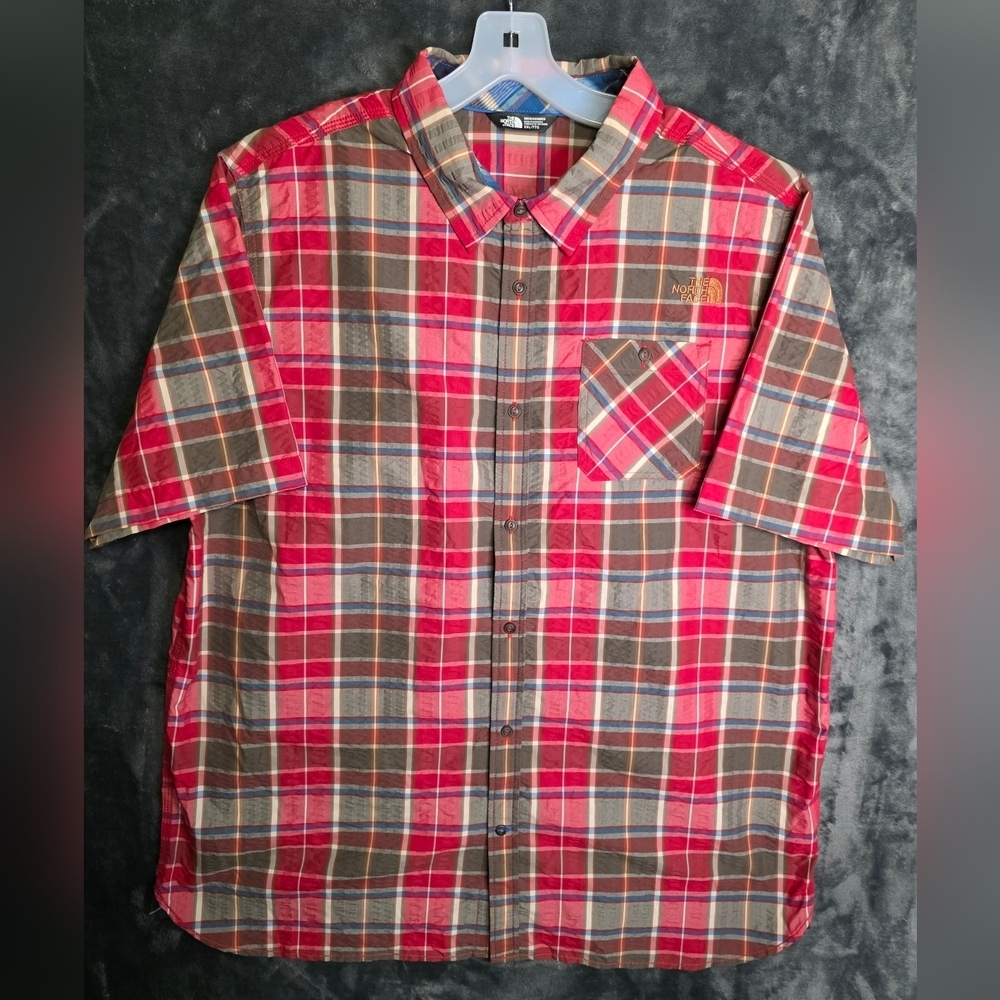 North Face Multicolor Plaid Short Sleeve Button Down Shirt Size XXL
